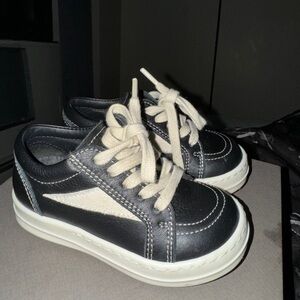 Rick Owens Black and Cream Sneakers Retro Skate Design